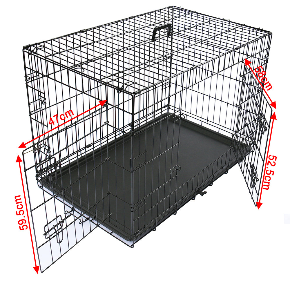 Metal Dog Cage and Puppy Training Kennel - Pet Carrier Crates (24"-48") - Black