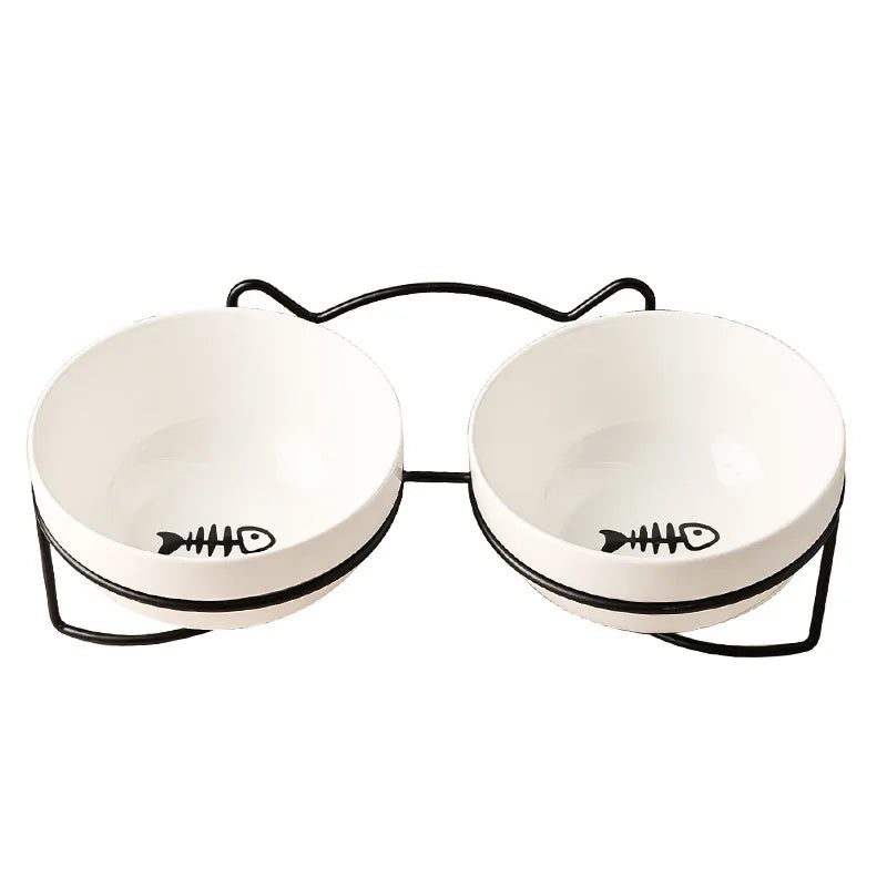 Ceramic Double Cat Bowl Set