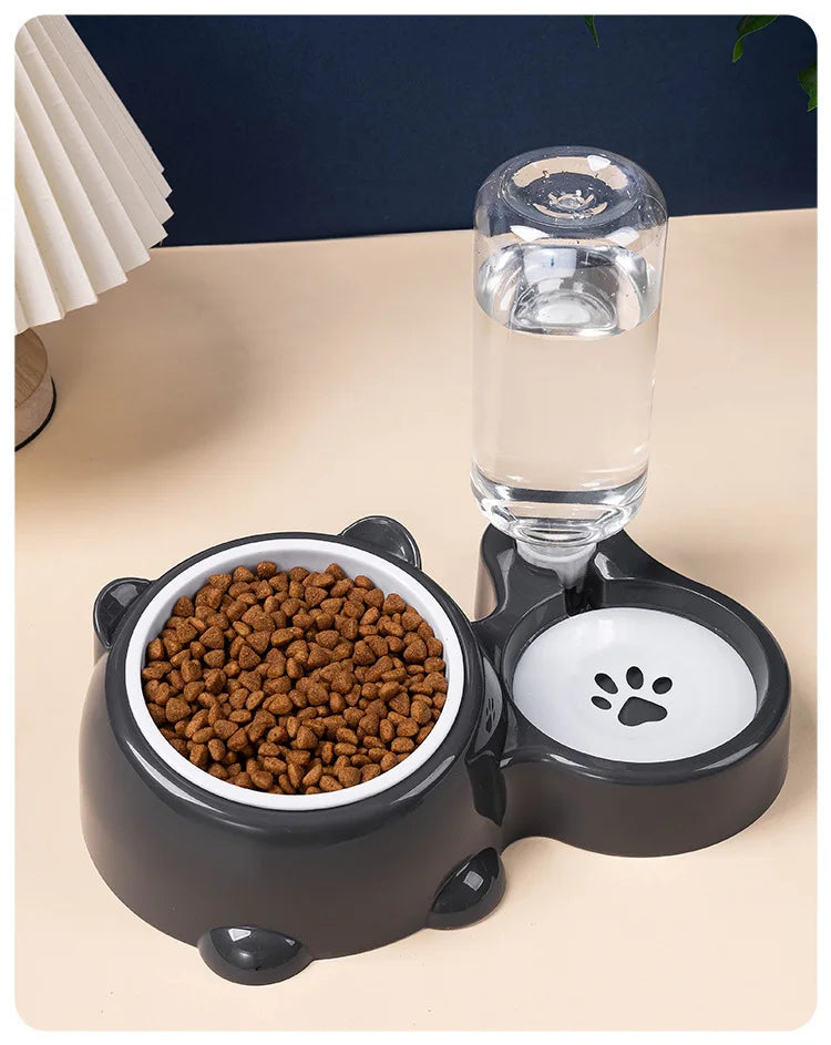 Tilted Pet Slow Feeder Bowl & Water Dispenser