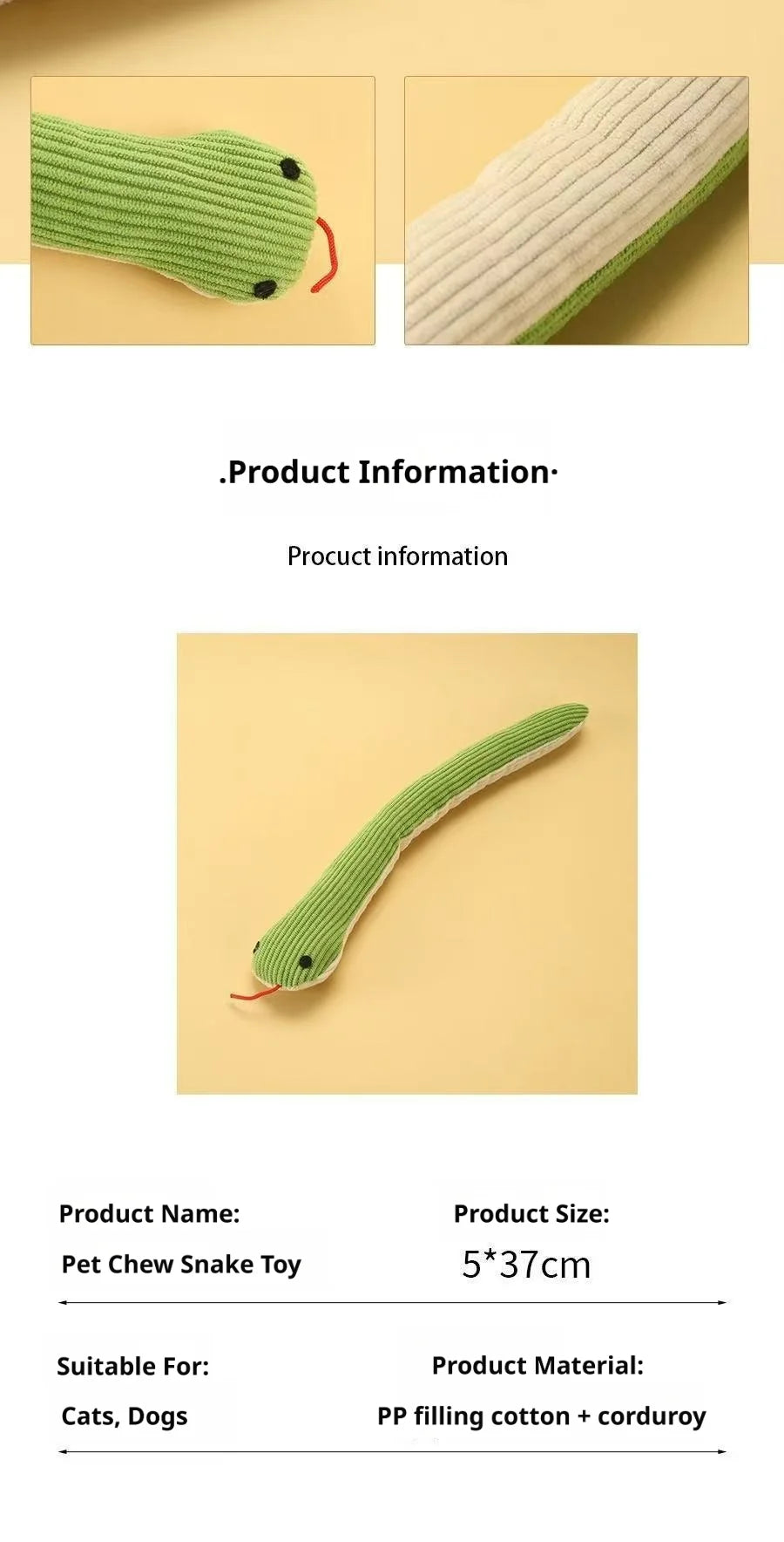 Snake-Shape Plush Cat Toy