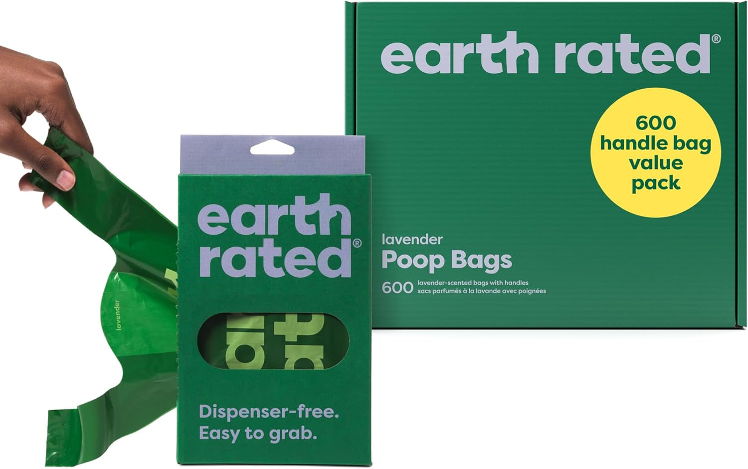 Dog Waste Bags with Handles Value Pack Easy Tie & Guaranteed Leak Proof Lavender 600 Handle Bags