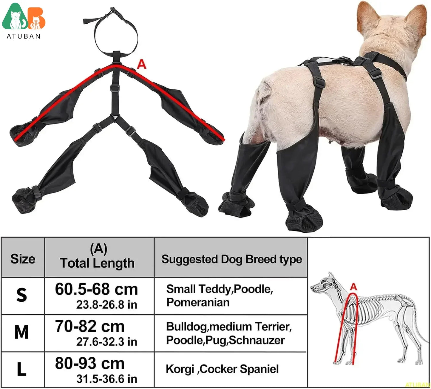 Waterproof Anti-Slip Dog Boots with Rugged Rubber Sole - Pet Paw Protection for Outdoor Walking and Running
