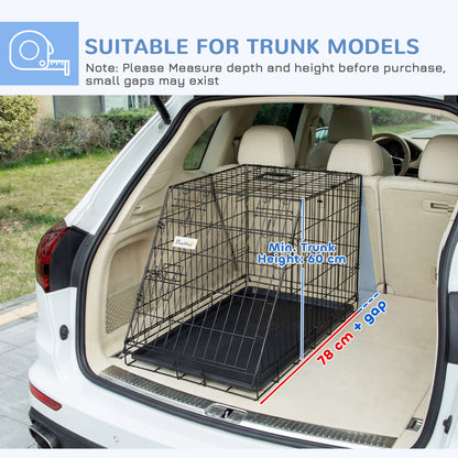 Metal Folding Dog Crate with Removable Tray - 78 x 47 x 55 cm