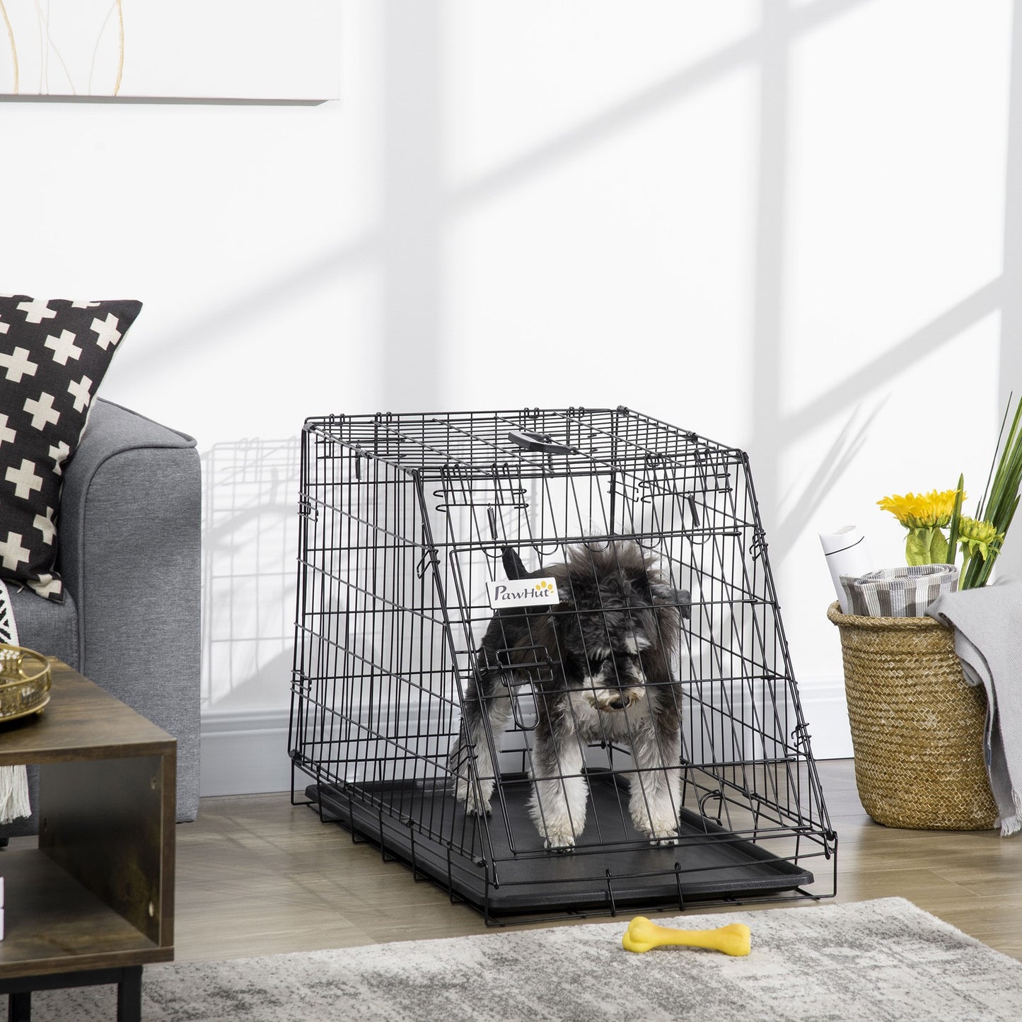 Metal Folding Dog Crate with Removable Tray - 78 x 47 x 55 cm