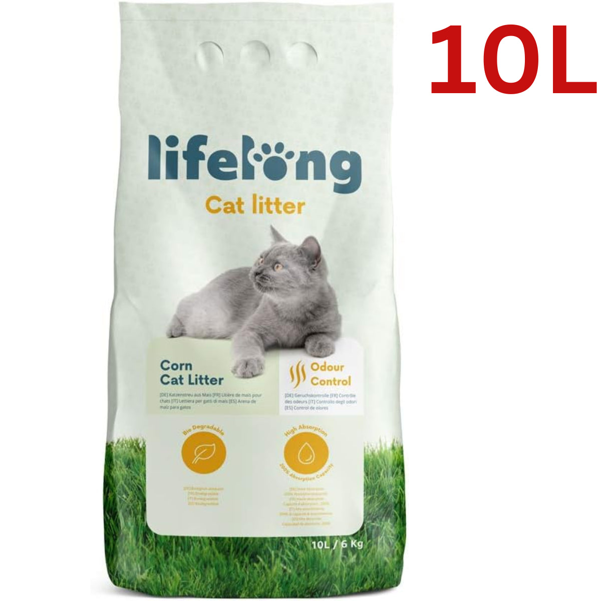 Lifelong Natural Clumping Corn Cat Litter 10L-25L - Highly Absorbent, Made in the UK