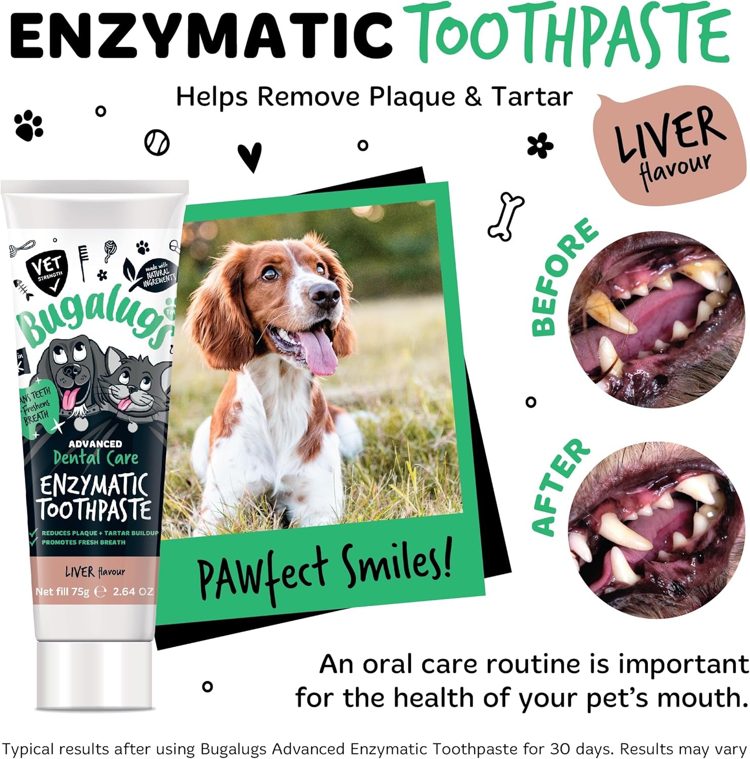 Dental Enzymatic Dog Toothpaste & Cat Toothpaste for Dog Teeth Cleaning, Dog Breath Freshener, Dog Plaque Remover & Tartar for Pets Use with Our Dog Toothbrush & Cat Toothbrush (Liver 75G)