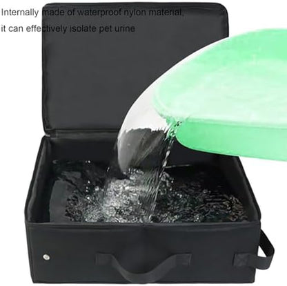 Foldable Cat Travel Litter Box, Portable Cat Litter Box with Zipped Lid, Waterproof Metarial, Easy to Carry, No Smell, Leak-Proof, for Car Hotel and Outdoor (Black)