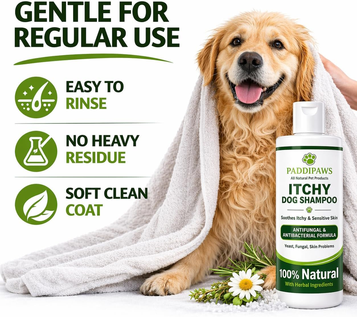 Itchy Dog Shampoo – Antifungal & Antibacterial Dog Shampoo for Sensitive Skin, Helps Relieve Itching, Yeast & Skin Irritation, Natural Dog Shampoo 250Ml