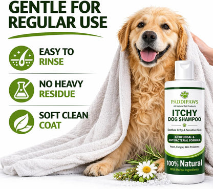 Itchy Dog Shampoo – Antifungal & Antibacterial Dog Shampoo for Sensitive Skin, Helps Relieve Itching, Yeast & Skin Irritation, Natural Dog Shampoo 250Ml