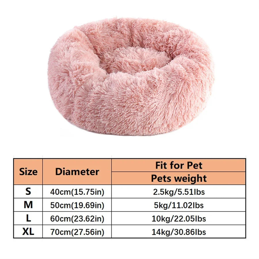 Premium Plush Faux Fur Donut Bed for Cats and Small to Medium Dogs - Comfortable, Washable, and Warm