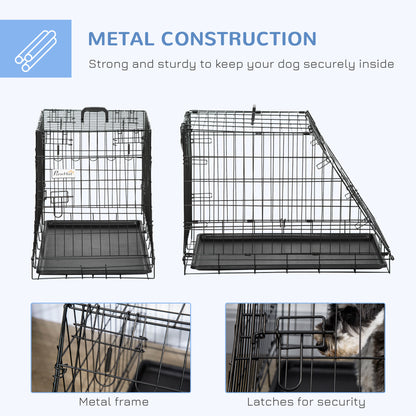 Metal Folding Dog Crate with Removable Tray - 78 x 47 x 55 cm