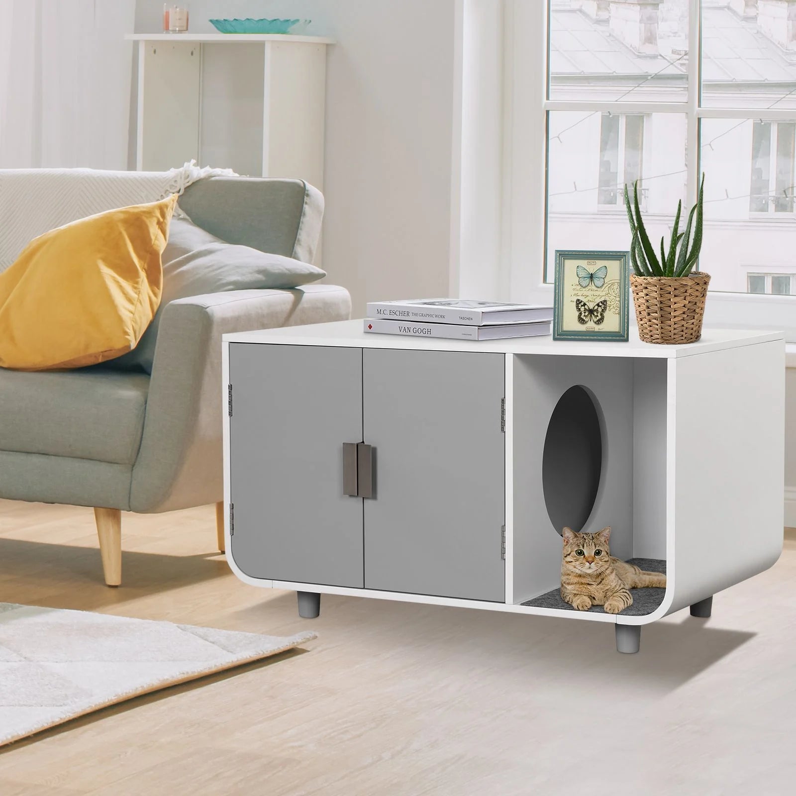 Cat Litter Box Enclosure Cabinet