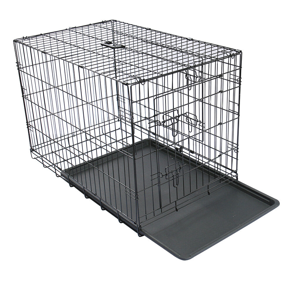 Metal Dog Cage and Puppy Training Kennel - Pet Carrier Crates (24"-48") - Black