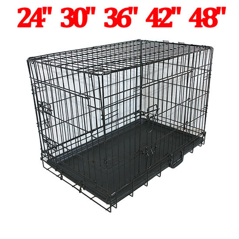 Metal Dog Crate and Carrier with Folding Design and Feeding Bowls for Training and Travel
