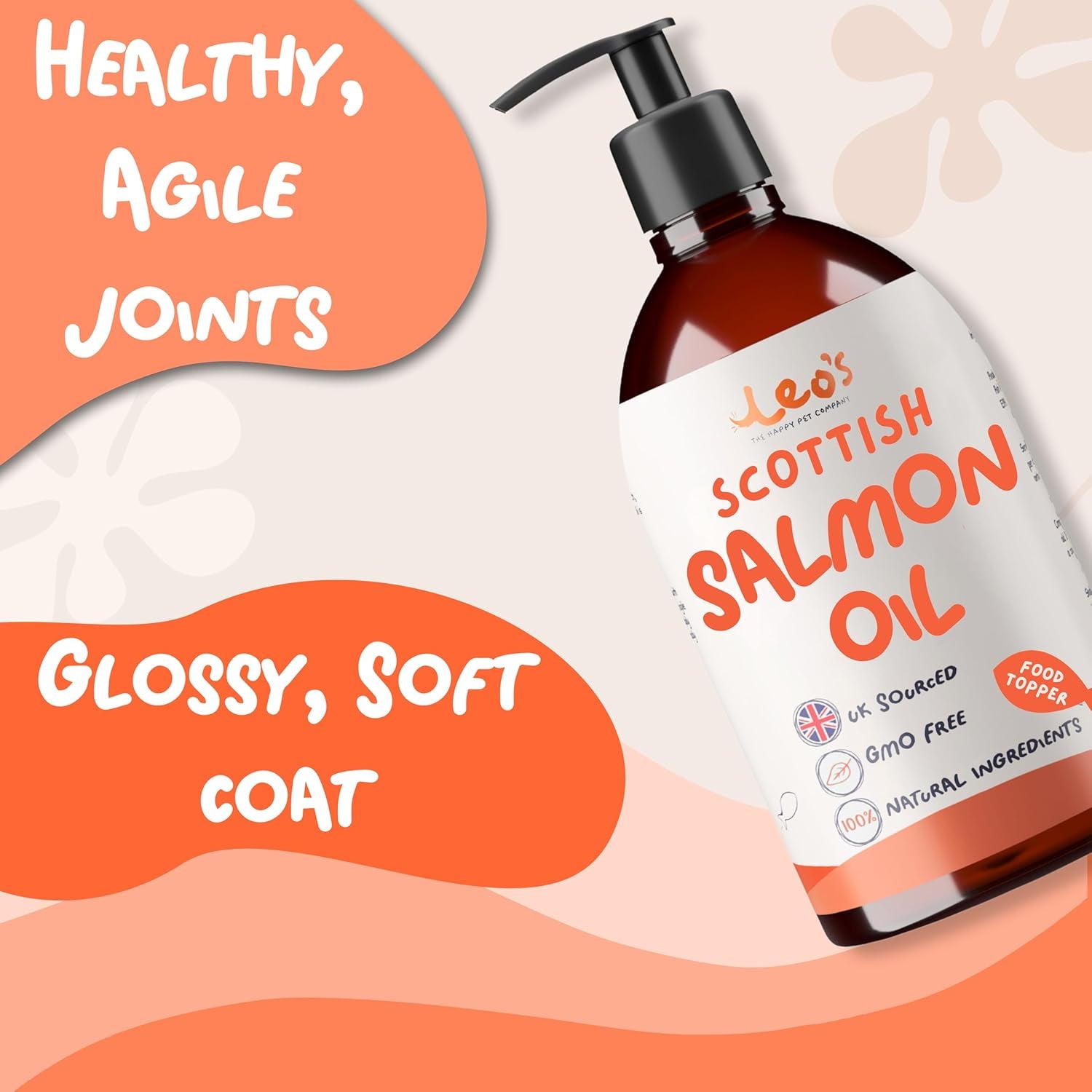 Salmon Oil for Dogs and Cats | Premium 100% Natural Food Topper Fish Oil for Dogs and Cats | Enhances Coat Shine, Joint & Brain Health, Itchy or Dry Skin, and Dandruff Hair Treatment 500Ml