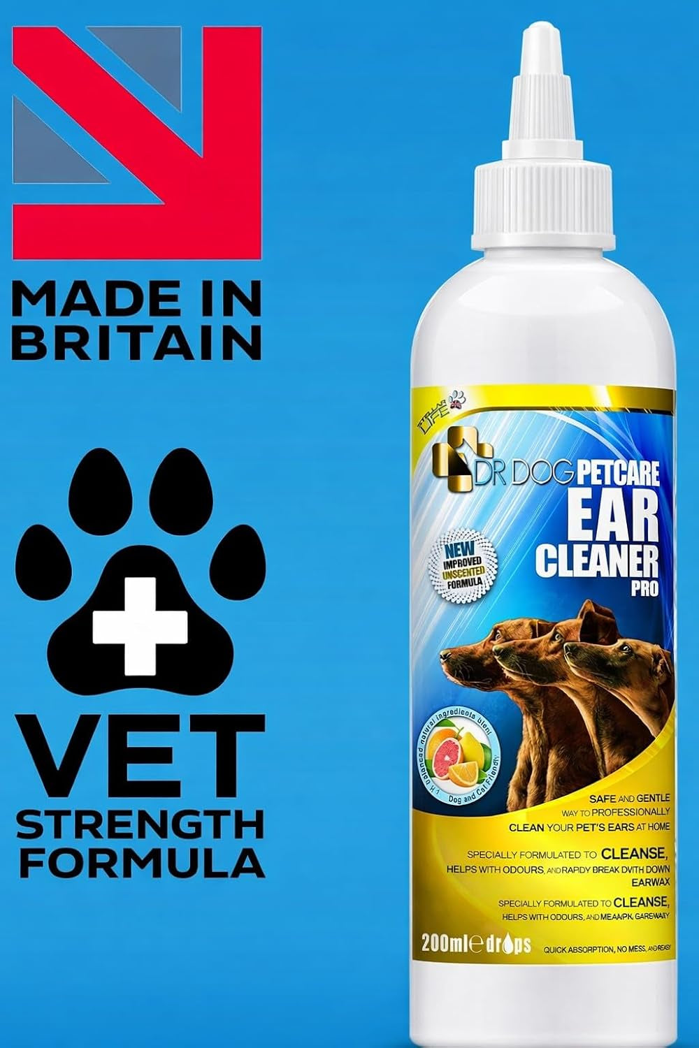 Dog Ear Cleaner Drops – Dog Ear Cleaning Solution - Easy Apply Nozzle Canine Ear Cleaner – Ear Wash for Dogs - Help Relieve Itching, Head Shaking, Irritation – Dog Ear Flush Formula – 230Ml