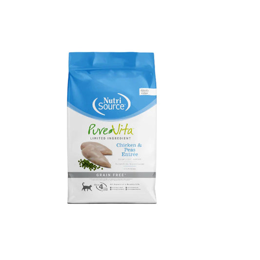 Pure Vita Grain-Free Dry Cat Food with Chicken and Peas, 6.6 lbs
