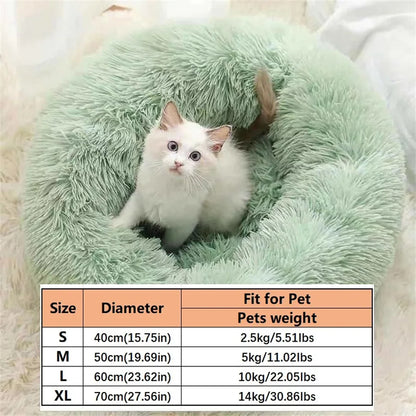 Premium Plush Faux Fur Donut Bed for Cats and Small to Medium Dogs - Comfortable, Washable, and Warm