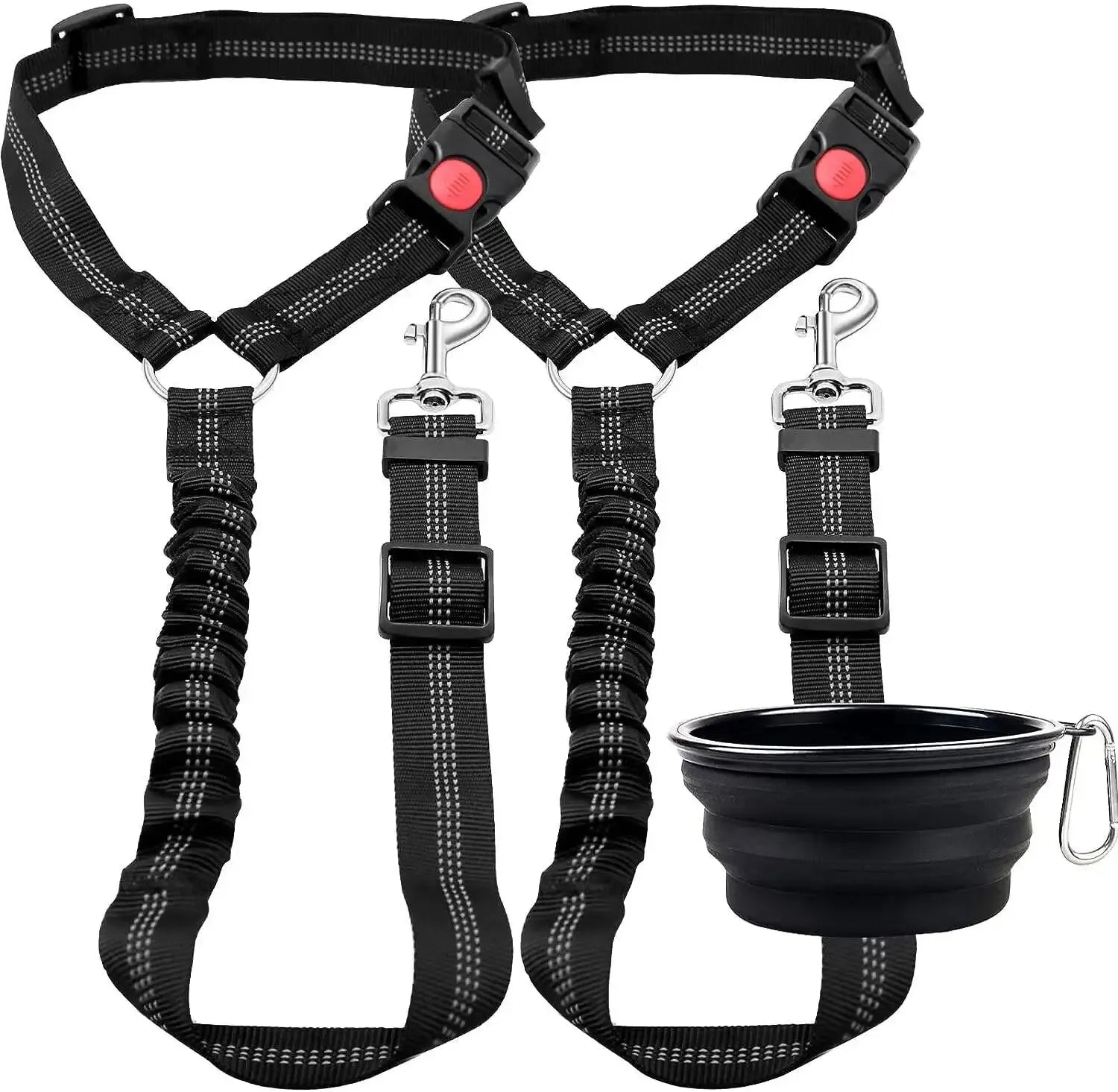 High-Quality Adjustable Dog Car Safety Belt with Damping Feature and Reflective Line, Suitable for All Dog Sizes