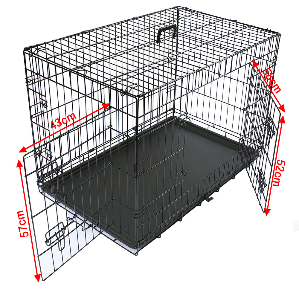 Metal Dog Cage and Puppy Training Kennel - Pet Carrier Crates (24"-48") - Black