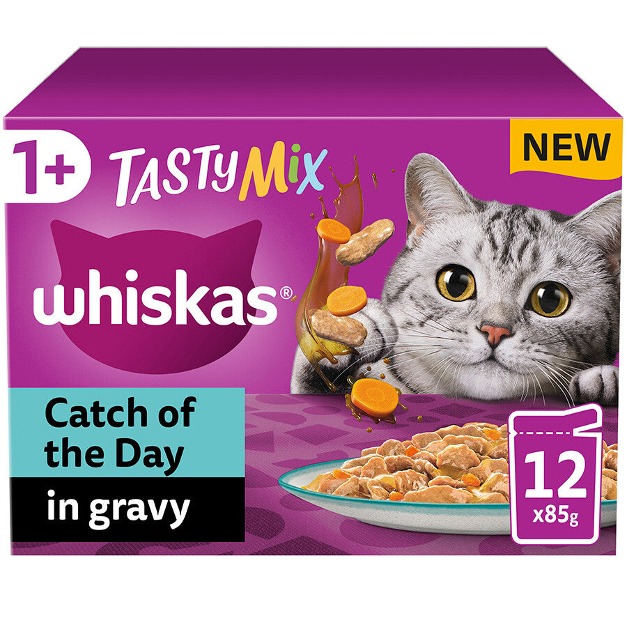 Whiskas 1+ Adult Wet Cat Food Variety Pack in Gravy - 12 x 85g