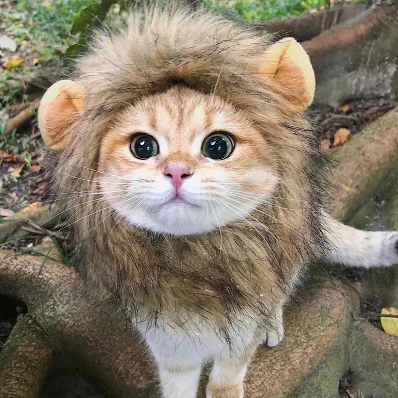 Lion Mane Wig Hat for Pets - Ideal for Dogs and Cats, Perfect for New Year Parties and Cosplay Costumes, Photo Prop Accessory