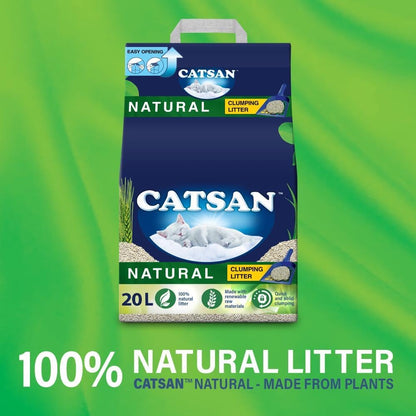 - Natural Clumping Cat Litter - 20 L - Biodegradable Extra Absorbent - No Smell - Bulk Cat Litter