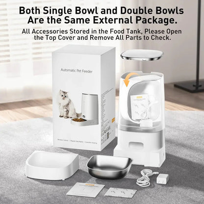 ROJECO Smart Automatic Cat Feeder with Wi-Fi Connectivity and Remote Control for Dry Food Dispensing for Cats and Dogs