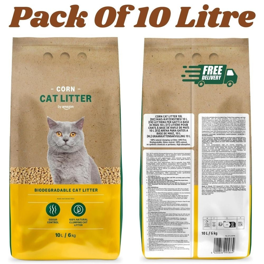 Lifelong Natural Clumping Corn Cat Litter 10L-25L - Highly Absorbent, Made in the UK