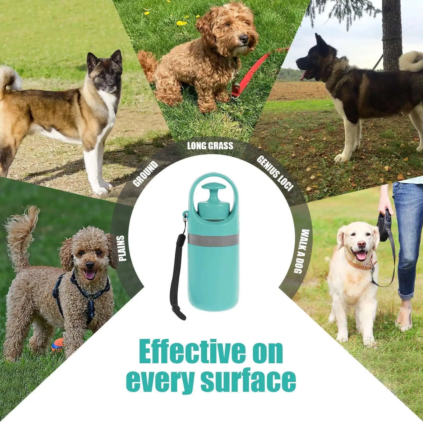 Portable Dog Waste Management Tool with Built-In Garbage Bag and No-Touch Design