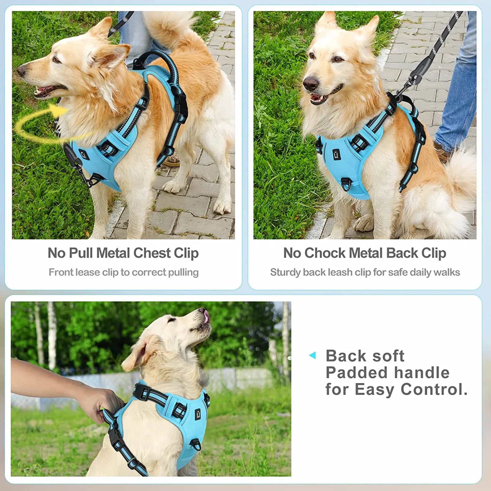 Adjustable Soft Padded No-Pull Dog Harness with Convenient Control Handle