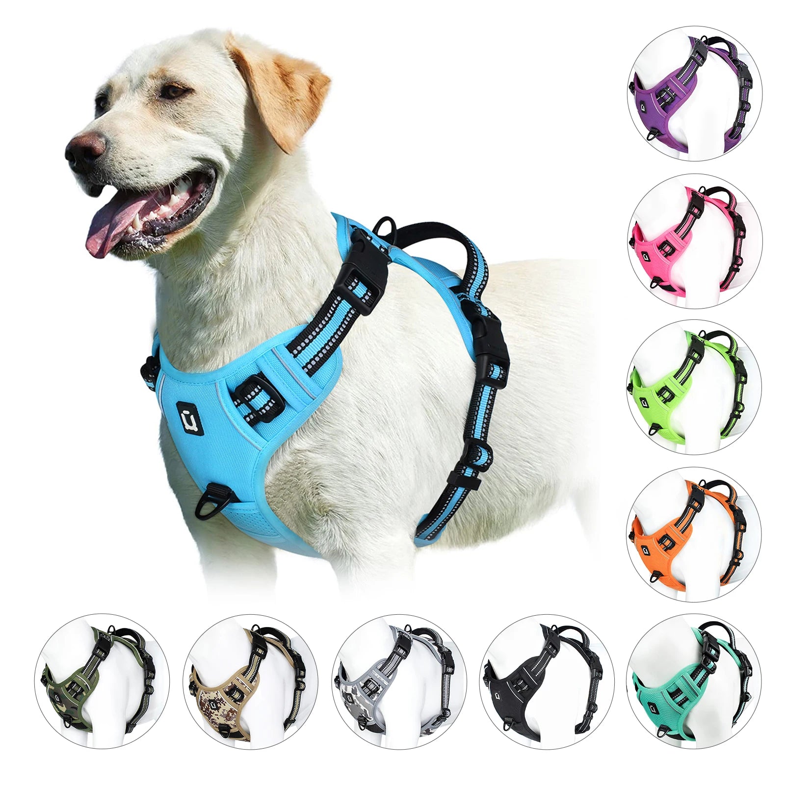Adjustable Soft Padded No-Pull Dog Harness with Convenient Control Handle