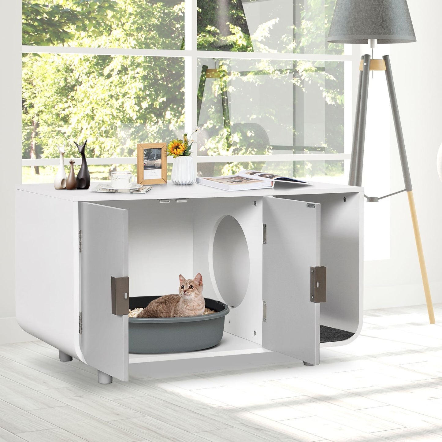 Cat Litter Box Enclosure Cabinet