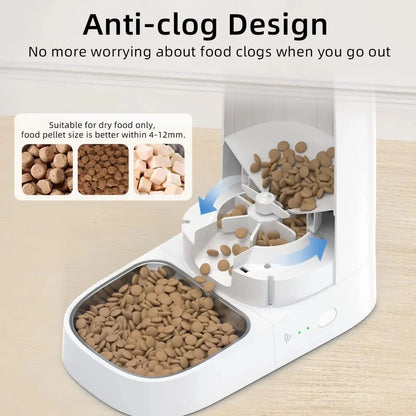 ROJECO Smart Automatic Cat Feeder with Wi-Fi Connectivity and Remote Control for Dry Food Dispensing for Cats and Dogs