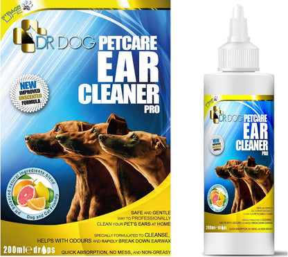 Dog Ear Cleaner Drops – Dog Ear Cleaning Solution - Easy Apply Nozzle Canine Ear Cleaner – Ear Wash for Dogs - Help Relieve Itching, Head Shaking, Irritation – Dog Ear Flush Formula – 230Ml