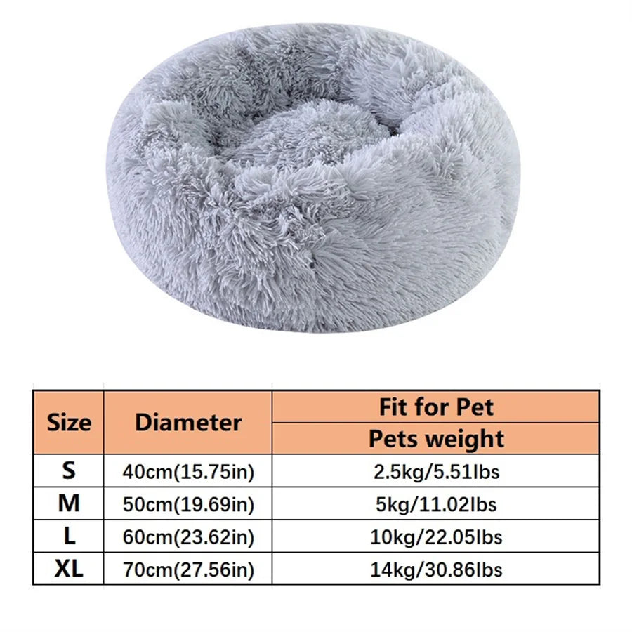 Premium Plush Faux Fur Donut Bed for Cats and Small to Medium Dogs - Comfortable, Washable, and Warm