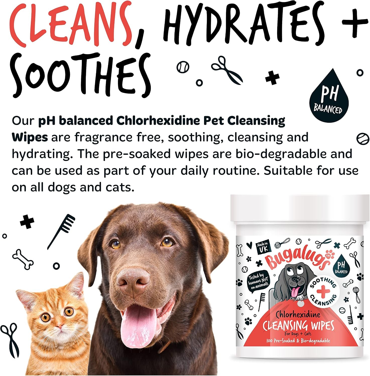 Dog Wipes for Pawly Skin - 100 Biodegradable Dog Grooming Pet Wipes. Use as Dog Ear Wipes, Dog Eye Wipes, Dog Face Wipes, Paw & Bum Wipes for Puppy, Dogs & Cat Grooming