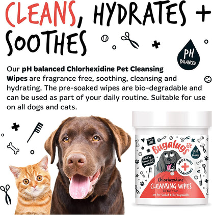 Dog Wipes for Pawly Skin - 100 Biodegradable Dog Grooming Pet Wipes. Use as Dog Ear Wipes, Dog Eye Wipes, Dog Face Wipes, Paw & Bum Wipes for Puppy, Dogs & Cat Grooming