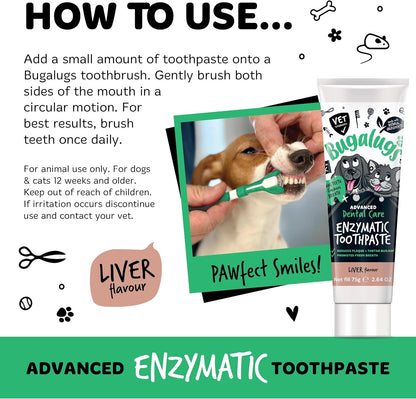 Dental Enzymatic Dog Toothpaste & Cat Toothpaste for Dog Teeth Cleaning, Dog Breath Freshener, Dog Plaque Remover & Tartar for Pets Use with Our Dog Toothbrush & Cat Toothbrush (Liver 75G)
