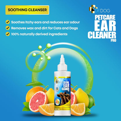 Dog Ear Cleaner Drops – Dog Ear Cleaning Solution - Easy Apply Nozzle Canine Ear Cleaner – Ear Wash for Dogs - Help Relieve Itching, Head Shaking, Irritation – Dog Ear Flush Formula – 230Ml