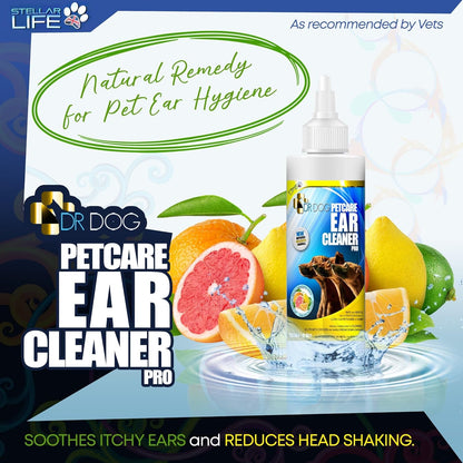 Dog Ear Cleaner Drops – Dog Ear Cleaning Solution - Easy Apply Nozzle Canine Ear Cleaner – Ear Wash for Dogs - Help Relieve Itching, Head Shaking, Irritation – Dog Ear Flush Formula – 230Ml