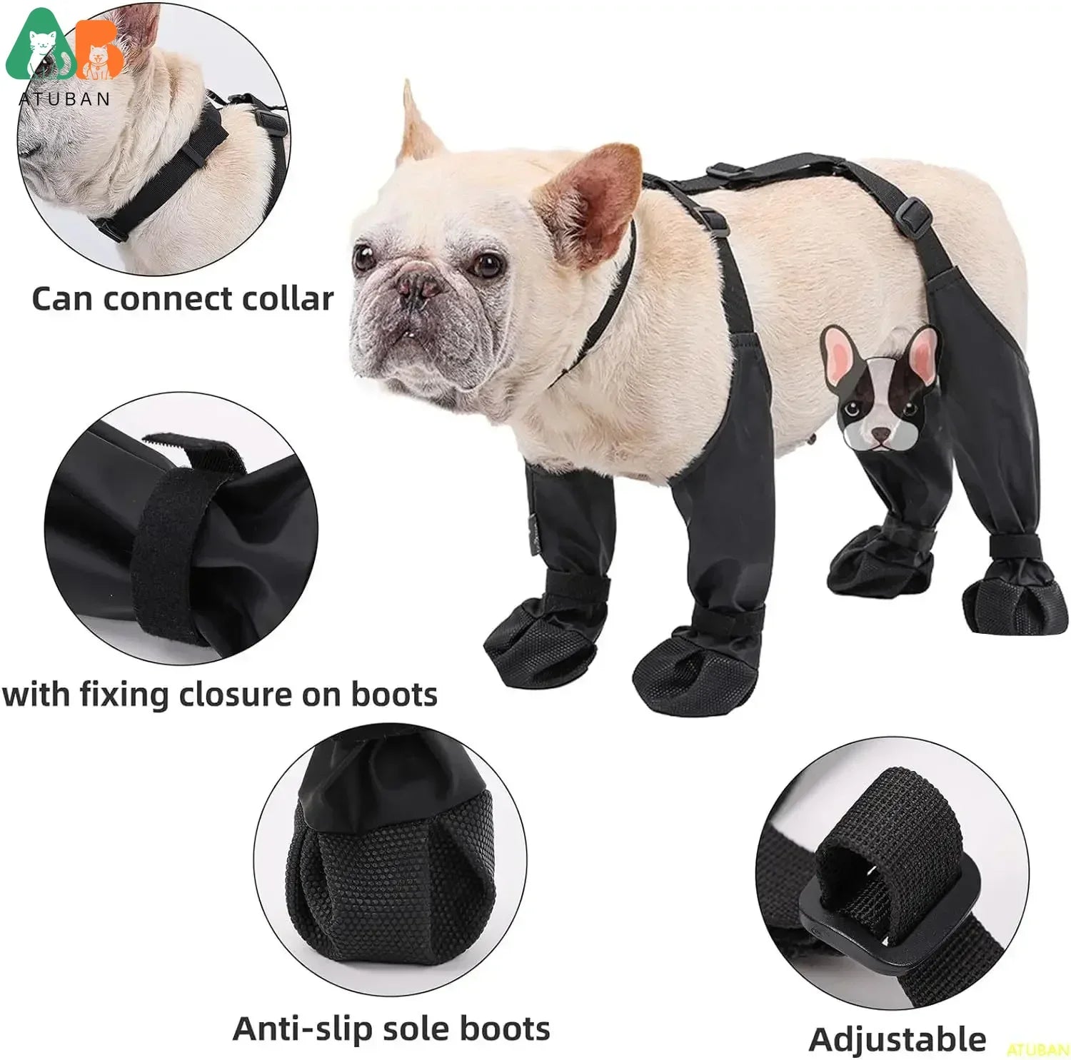 Waterproof Anti-Slip Dog Boots with Rugged Rubber Sole - Pet Paw Protection for Outdoor Walking and Running