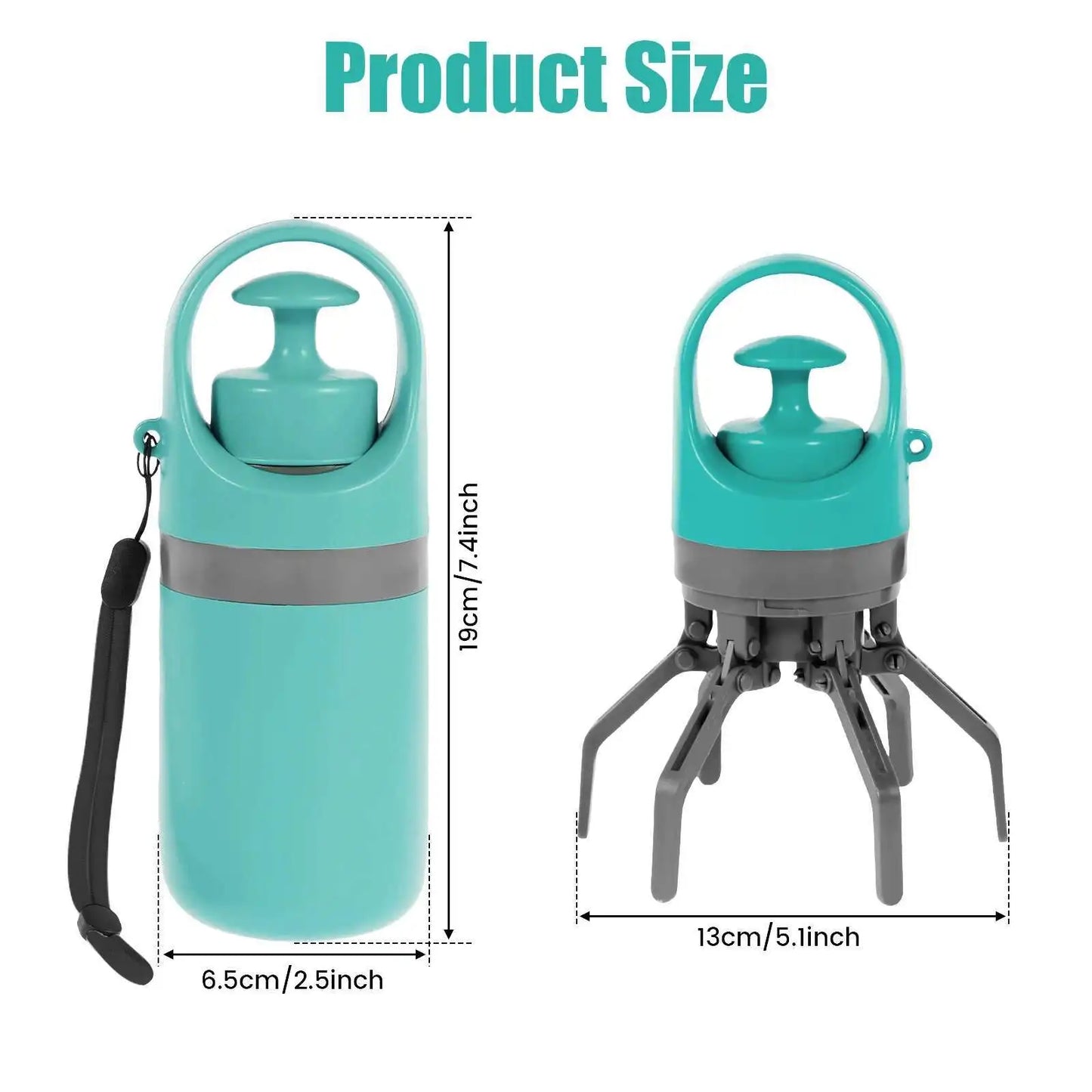 Portable Dog Waste Management Tool with Built-In Garbage Bag and No-Touch Design
