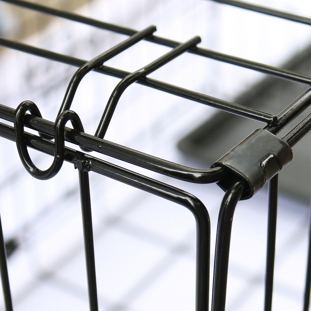 Metal Dog Cage and Puppy Training Kennel - Pet Carrier Crates (24"-48") - Black