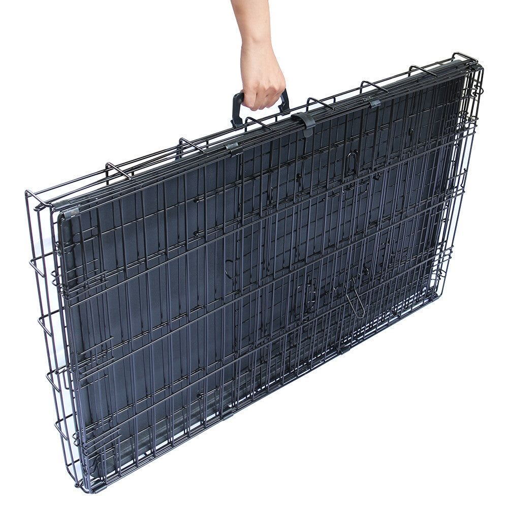 Metal Dog Cage and Puppy Training Kennel - Pet Carrier Crates (24"-48") - Black