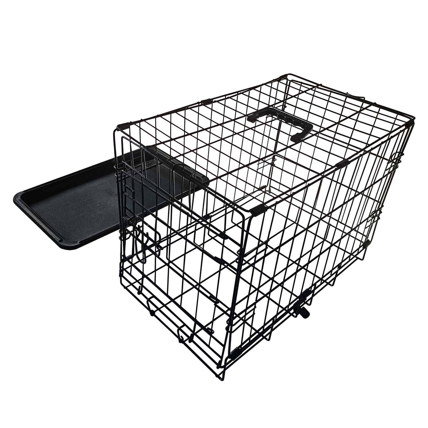 Metal Dog Cage and Puppy Training Kennel - Pet Carrier Crates (24"-48") - Black