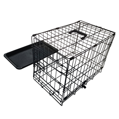 Metal Dog Cage and Puppy Training Kennel - Pet Carrier Crates (24"-48") - Black
