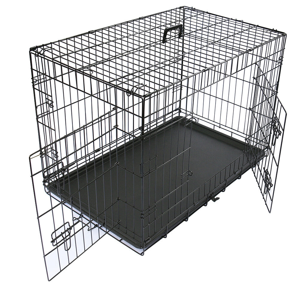 Metal Dog Cage and Puppy Training Kennel - Pet Carrier Crates (24"-48") - Black