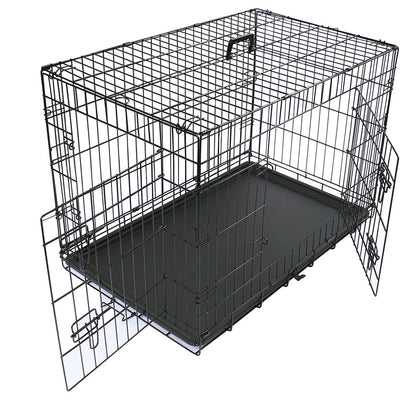 Metal Dog Cage and Puppy Training Kennel - Pet Carrier Crates (24"-48") - Black