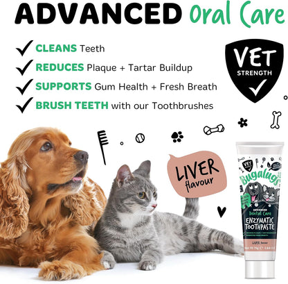 Dental Enzymatic Dog Toothpaste & Cat Toothpaste for Dog Teeth Cleaning, Dog Breath Freshener, Dog Plaque Remover & Tartar for Pets Use with Our Dog Toothbrush & Cat Toothbrush (Liver 75G)